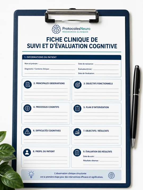 Bonus 5: FICHE CLINIQUE DE SUIVI ET D’ÉVALUATION COGNITIVE
